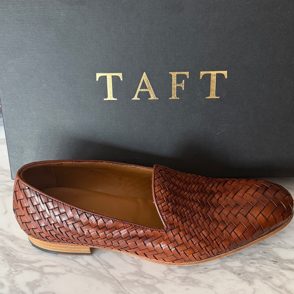 Taft Men's Tan Woven Slip-On Loafers